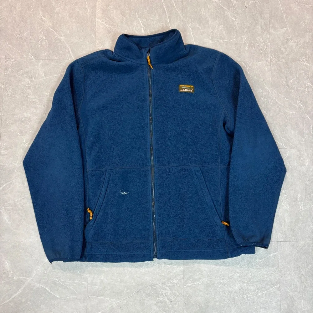 LL Bean Mens XL Tall Mountain Classic Fleece Jacket Full Zip Blue 505336